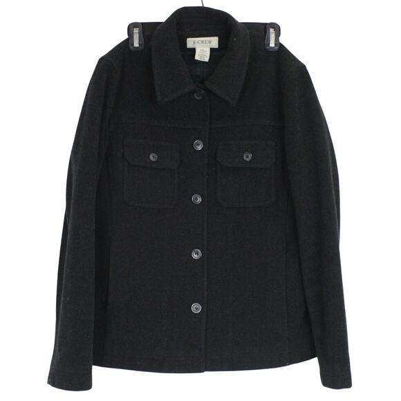 J. Crew Jackets & Blazers - J Crew Wool Shirt Jacket Womens Small Black Quilted Thinsulate Lined Chore Coat